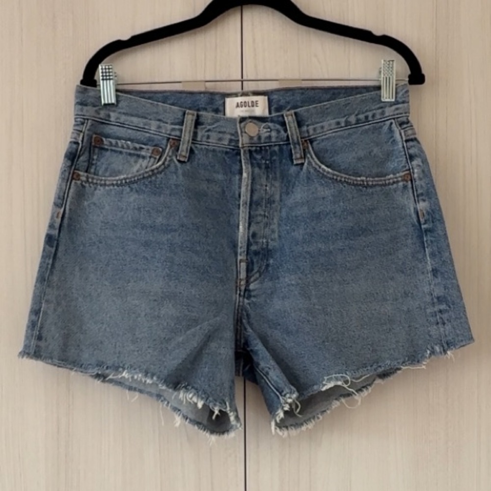 Agolde Parker Long Loose Vintage Shorts, Size 28